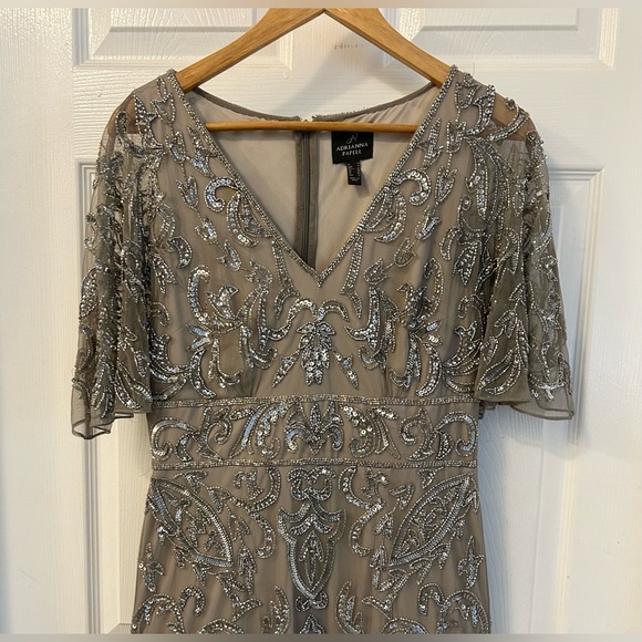 Adrianna Papell Dresses & Skirts - Adrianna Papell Gray and Silver Beaded Gown 8